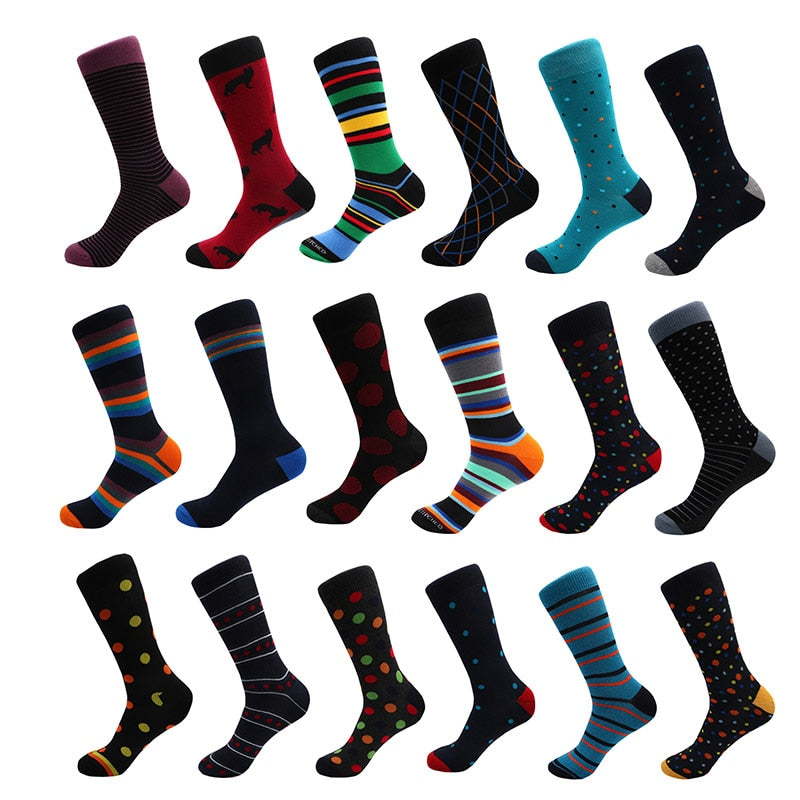 bamboo fiber Casual Men Socks Long Socks New Autumn And Winter Plaid Multi-color Retro Cotton socks