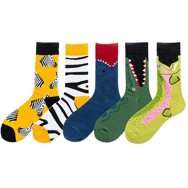 5 Pairs/lot Winter New Arrived Happy Socks 2019 Hot Sale Casual Hip Hop Fashion Design Funny Art Streetwear Crew Socks Gifts Bag