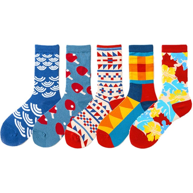 5 Pairs/lot Winter New Arrived Happy Socks 2019 Hot Sale Casual Hip Hop Fashion Design Funny Art Streetwear Crew Socks Gifts Bag