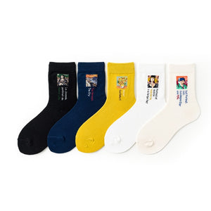 5 Pairs/lot Winter New Arrived Happy Socks 2019 Hot Sale Casual Hip Hop Fashion Design Funny Art Streetwear Crew Socks Gifts Bag