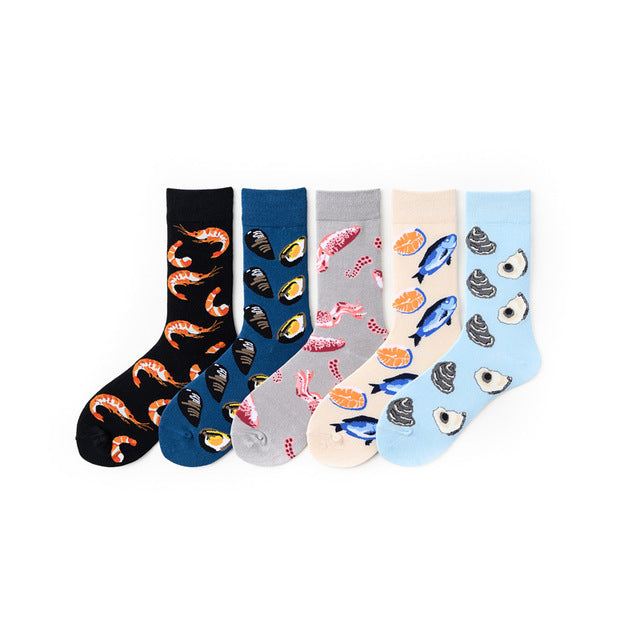 5 Pairs/lot Winter New Arrived Happy Socks 2019 Hot Sale Casual Hip Hop Fashion Design Funny Art Streetwear Crew Socks Gifts Bag