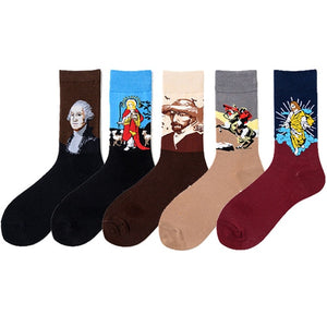 5 Pairs/lot Winter New Arrived Happy Socks 2019 Hot Sale Casual Hip Hop Fashion Design Funny Art Streetwear Crew Socks Gifts Bag