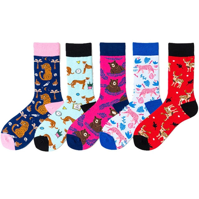 5 Pairs/lot Winter New Arrived Happy Socks 2019 Hot Sale Casual Hip Hop Fashion Design Funny Art Streetwear Crew Socks Gifts Bag