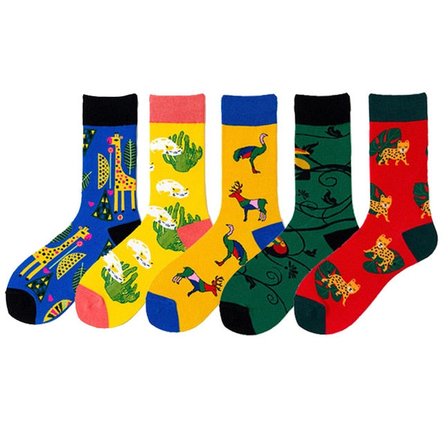 5 Pairs/lot Winter New Arrived Happy Socks 2019 Hot Sale Casual Hip Hop Fashion Design Funny Art Streetwear Crew Socks Gifts Bag