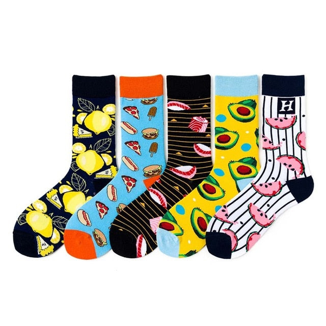 5 Pairs/lot Winter New Arrived Happy Socks 2019 Hot Sale Casual Hip Hop Fashion Design Funny Art Streetwear Crew Socks Gifts Bag