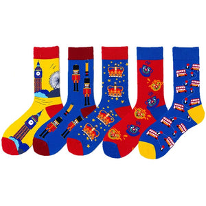 5 Pairs/lot Winter New Arrived Happy Socks 2019 Hot Sale Casual Hip Hop Fashion Design Funny Art Streetwear Crew Socks Gifts Bag