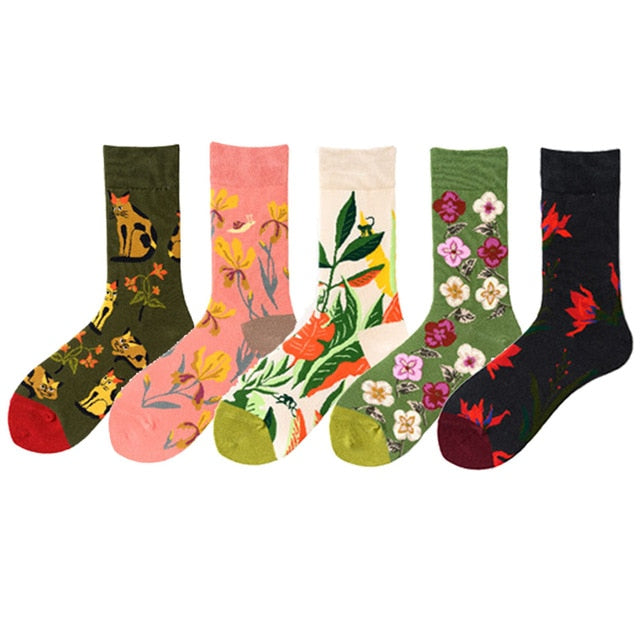 5 Pairs/lot Winter New Arrived Happy Socks 2019 Hot Sale Casual Hip Hop Fashion Design Funny Art Streetwear Crew Socks Gifts Bag