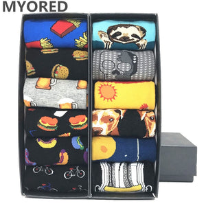 MYORED 12pairs/Lot multi-colored dog fish socks cute animal pattern argyle warm wedding gift crew socks business sock  NO BOX