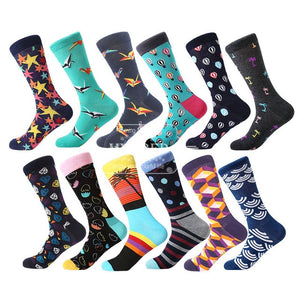 MYORED 12pairs/Lot multi-colored dog fish socks cute animal pattern argyle warm wedding gift crew socks business sock  NO BOX