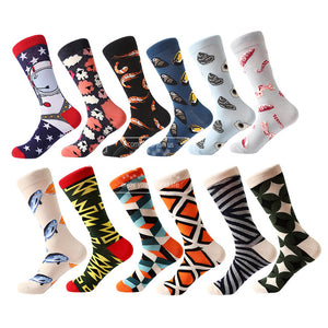 MYORED 12pairs/Lot multi-colored dog fish socks cute animal pattern argyle warm wedding gift crew socks business sock  NO BOX