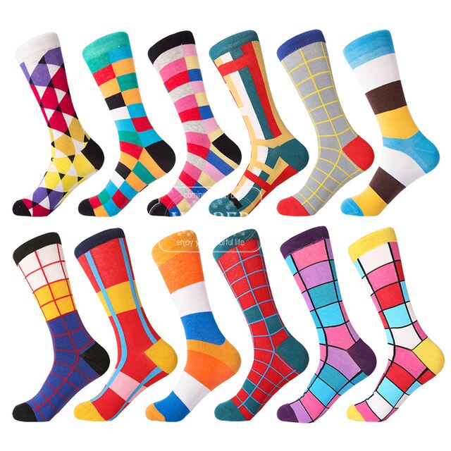 MYORED 12pairs/Lot multi-colored dog fish socks cute animal pattern argyle warm wedding gift crew socks business sock  NO BOX