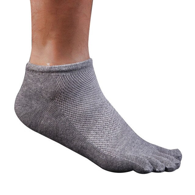 1 Pair Breathable Men's Five Finger Toe Socks Solid Color Mesh Socks