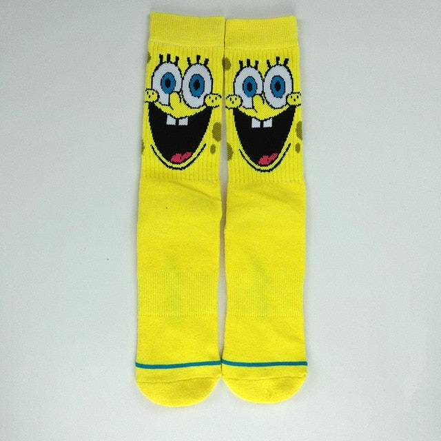 Cotton anime movie character skateboard socks Fashion Cartoon Cute SpongeBob joker Print Pattern Funny Socks Casual Hot Sale