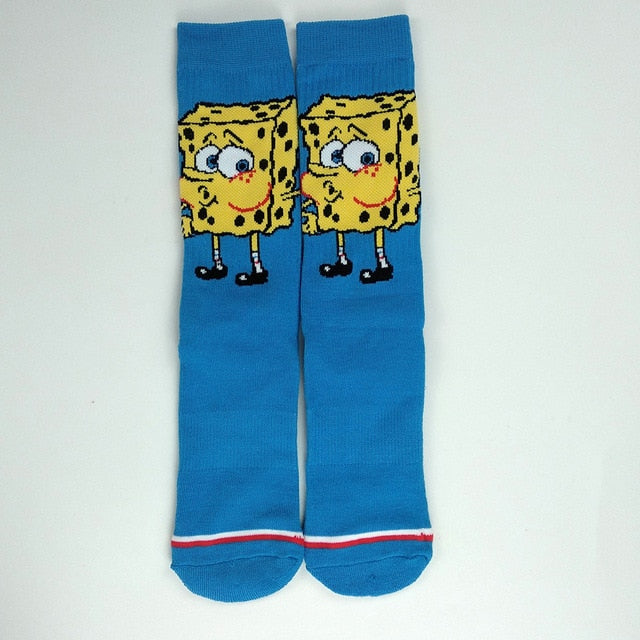 Cotton anime movie character skateboard socks Fashion Cartoon Cute SpongeBob joker Print Pattern Funny Socks Casual Hot Sale