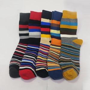 5 Pairs High Quality Casual Mens Cotton Socks Japan and South Korea New Fashion Harajuku Style Colorful Stripe Socks Happy Nobox