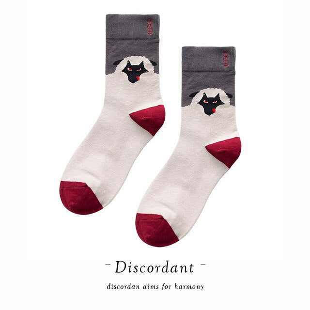 Couple Retro Popular Harajuku Pattern Compression Socks Style Ins Happy Novelty Abstract Gradient Stripes Bare Man Girl Socks