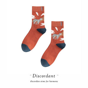 Couple Retro Popular Harajuku Pattern Compression Socks Style Ins Happy Novelty Abstract Gradient Stripes Bare Man Girl Socks