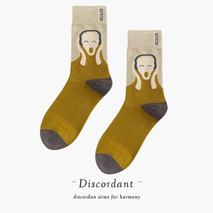 Couple Retro Popular Harajuku Pattern Compression Socks Style Ins Happy Novelty Abstract Gradient Stripes Bare Man Girl Socks