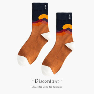 Couple Retro Popular Harajuku Pattern Compression Socks Style Ins Happy Novelty Abstract Gradient Stripes Bare Man Girl Socks