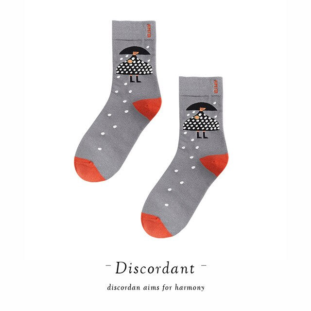 Couple Retro Popular Harajuku Pattern Compression Socks Style Ins Happy Novelty Abstract Gradient Stripes Bare Man Girl Socks