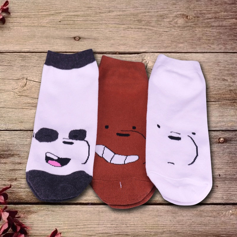 Grizz, Ice Bear and Panda Lovely We Bare Bear socks