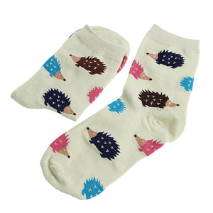 1 Pair Women Winter Warm Soft Cotton Blend 5colors Hedgehog Animal Cartoon Casual Socks