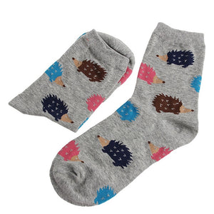 1 Pair Women Winter Warm Soft Cotton Blend 5colors Hedgehog Animal Cartoon Casual Socks