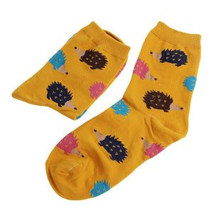 1 Pair Women Winter Warm Soft Cotton Blend 5colors Hedgehog Animal Cartoon Casual Socks